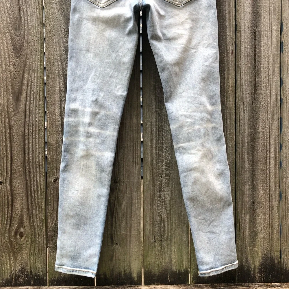 Amiri MX1 Jeans Distressed Ribbed Patchwork Size 29 Light Wash Skinny Stretch